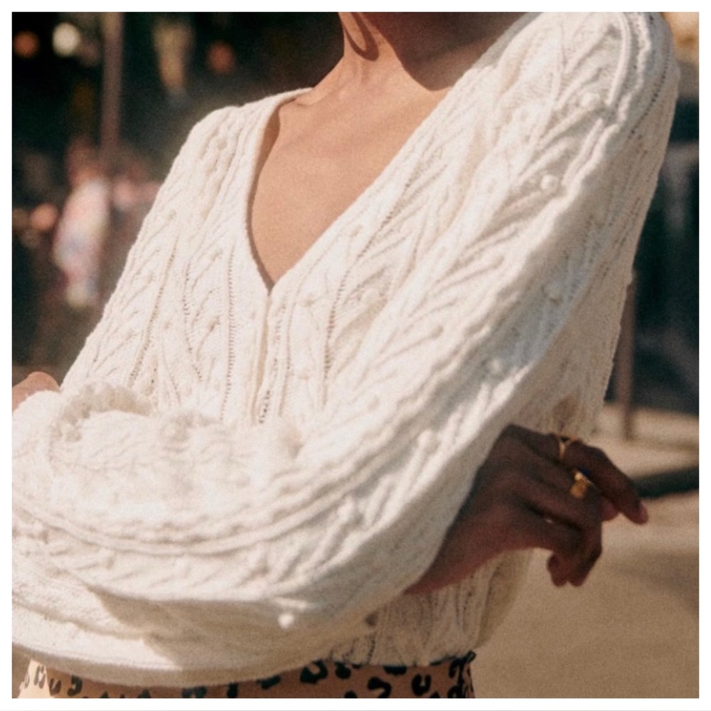 Sezane Beryl Cardigan Écru. - Size XL